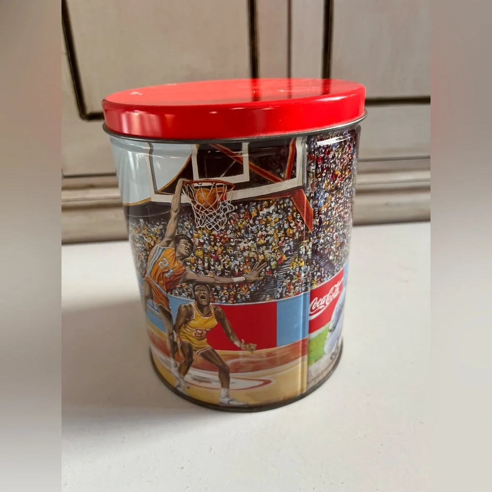 Vintage Coca Cola Collector Football Basketball Baseball Sports Tin w/puzzle